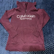Calvin Klein Performance Women  s Sweatshirt Size S Turtleneck Burgundy