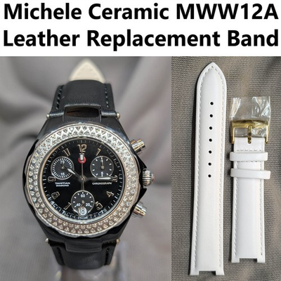 #ad #ad Leather band strap for MWW12A small Michele Tahitian ceramic watch repair $49.99