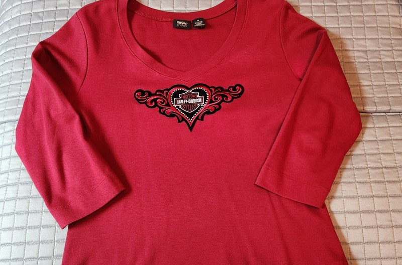 Women's Biker shirt-Burgundy-Size M-3/4 sleeve-Excellent Cond.