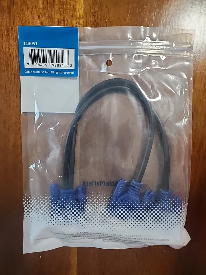 Cable Matters Model 113051 VGA Monitor Cable For Screen Duplication 1 Foot - Image 3 of 4