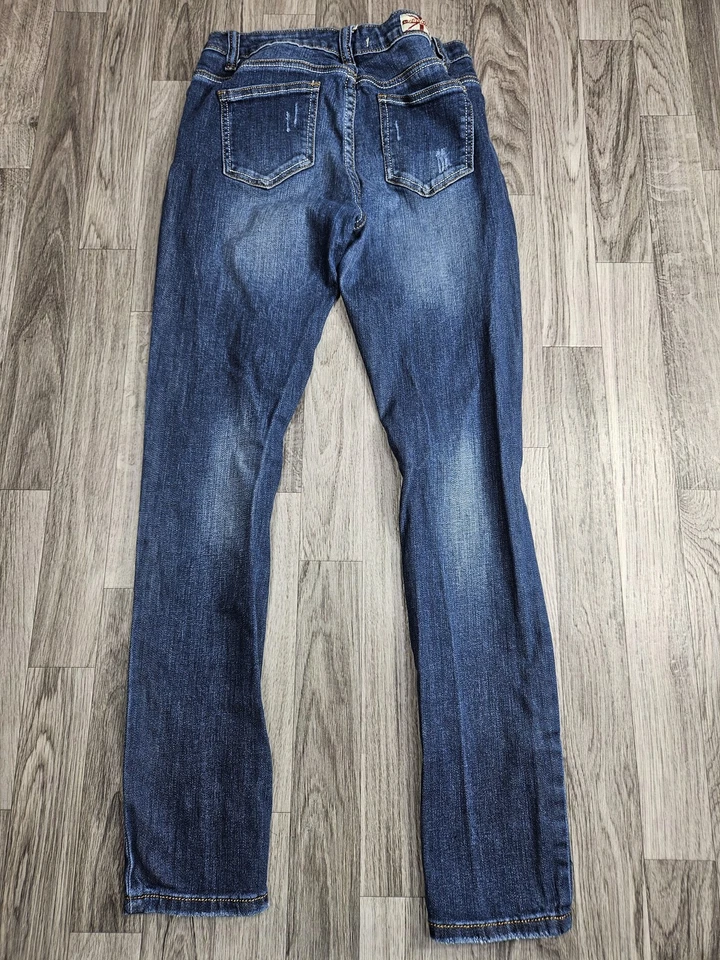 Machine Jeans Skinny Pants Womens 5 Distressed Embroidered Floral Stretch Denim - Image 2 of 4