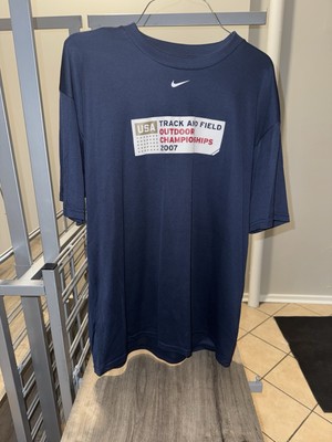 Nike USA Track & Field 2007 Outdoor Championships Shirt Dri-FIT Size L Navy 