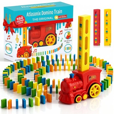 Atlasonix Domino Train | for Kids | 160 Blocks, Undefined 