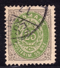 TIMBRE 1875-1903 DANEMARK N° 27-OBL. TB-VOIR SCAN R/V-