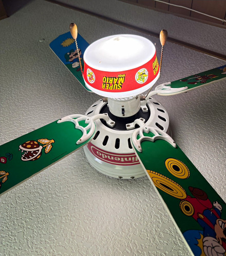 Nintendo Super Mario Bros. Indoor Ceiling Fan w/ Light, 4-Blade Pull Chain  14in