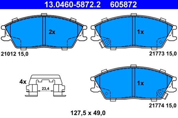 Bremsbelagsatz Scheibenbremse Ate 13.0460-5872.2 FüR Hyundai Getz Accent Lc Tb 2-image