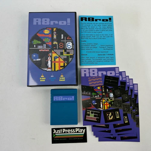 Commodore 64 C64 R8ro! Cartridge Mini Games L.E. MIB w/ Postcards