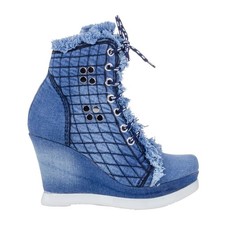 Denim Boots Shoes, Handmade Women's Sports Boots/Birthday Gift