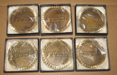 NOS ITEL Diamond Cut Metal Coasters in original boxes Mid Century Set of 6