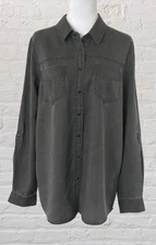 Dex Womens Dark Gray Denim Button Down Sz M NWT Western Country Hippie Bohemian