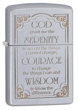 Zippo 28458, Serenity Prayer Design, Satin Chrome Finish Lighter