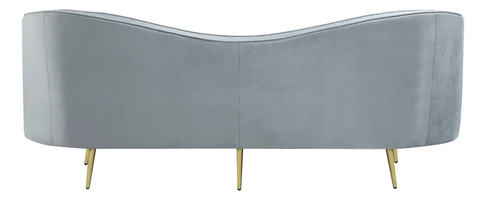 Juego de sofá curvo Sophia 3 piezas Art Deco sofá sofá sofá sofá sofá gris terciopelo 506864-S3 Foto 4 de 4