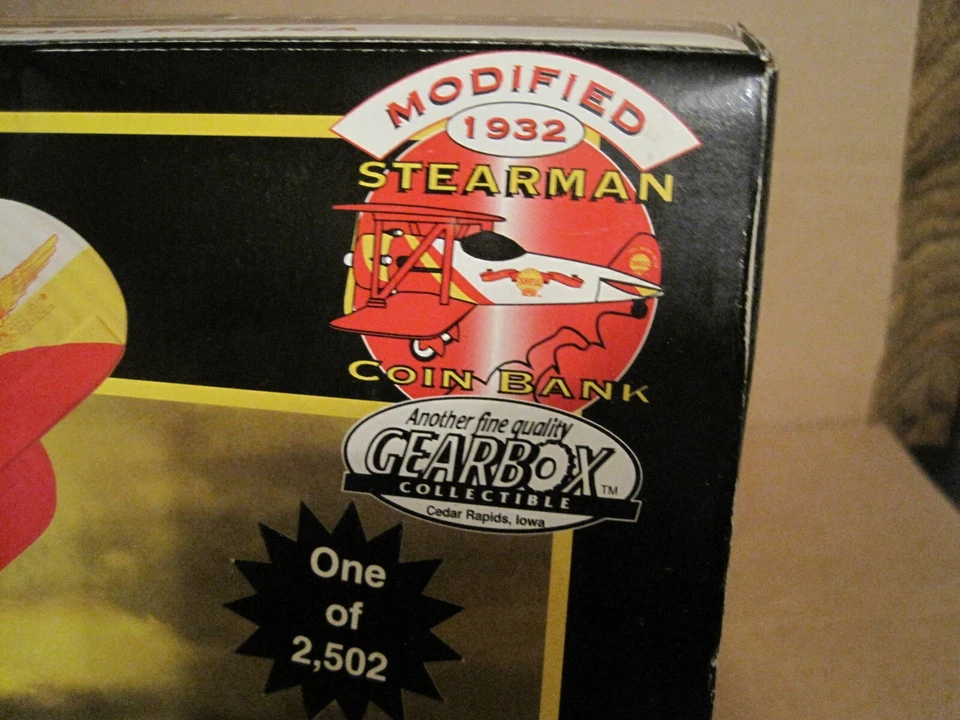 1999 GEARBOX AEROSHELL MODIFIED 1932 STEARMAN BIPLANE COIN BANK LIMITED EDITION - Image 2 of 4