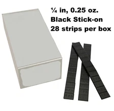 1 BOX 1/4 OZ BLACK WHEEL WEIGHTS STICK-ON ADHESIVE TAPE 5 LBS STEEL FE 336 PCS