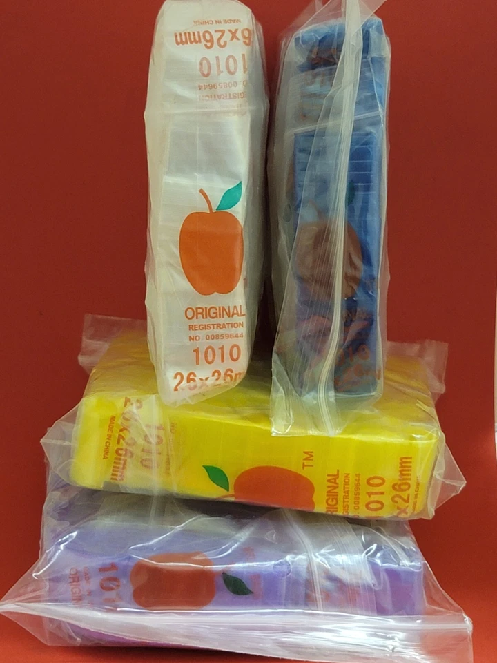 Original Apple Brand Baggies 1"X1" ,1010 Mini Zip Seal Bags(1000pcs)Mix COLORS  - Image 3 of 4