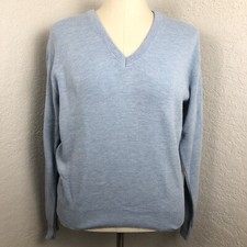 Vintage Jantzen V Neck Sweater Mens M Baby Blue USA Made Acrylic Pullover