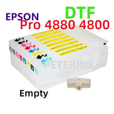 8 Empty Refillable Ink Cartridge kit for Stylus Pro 4880 4800 Printer for DTF **