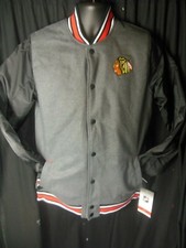 Chicago Blackhawks Boys Size 10-20 Youth Front Snap Quilt Lined Letterman Jacket
