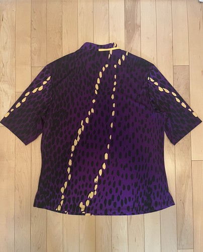 Jamie Sadock Zip Polo Shirt - Purple/Yellow/Black- Large - Polyester/Spandex - Picture 3 of 3