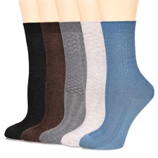 Women's Crew Socks Comfort Casual Cotton Warm Knit Vintage Socks 5-Pack