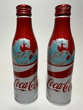 COCA COLA GREAT WAVE OFF KANAGAWA ALUMINUM BOTTLE CAN (2 CANS) *NEW & UNOPENED