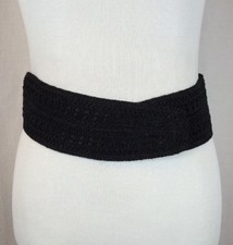 Vintage 80's 90's Wide Solid Black Lace Retro Fashion Waist Belt Size 29" Boho