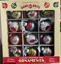 12 MEDIUM Shiny Brite Christopher Radko Christmas Ornaments Indents  Rounds
