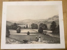 1848 - Bolton Abbey from the Holme Terrace - original tinted lithograph.