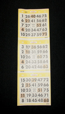 BINGO PAPER Cards Sheets 3 on 1 Yellow Border Wildcard 5 pattern - 100 sheets