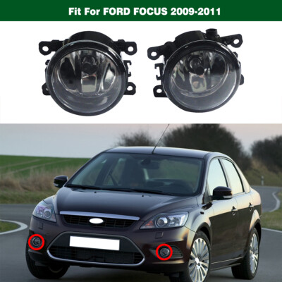 Left Right Front Bumper Fog Lights Driving Lamps Bulbs For Ford Focus 2009-2014