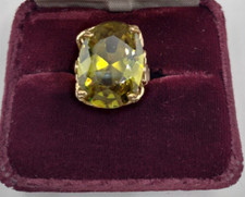 Womens Peridot Simulant Cocktail Ring Size 7.5 GP Wire Artisan Made 20m X 14.5mm