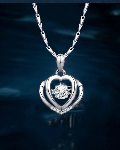 Double Heart Pendant 925 Sterling silver Necklace Chain jewellery Women Gifts UK - Picture 2 of 3