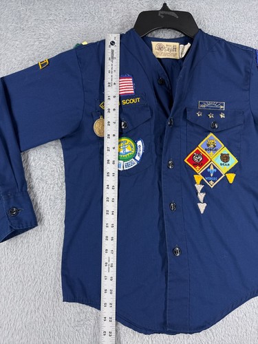 VINTAGE Boy Scouts of America Shirt Youth 12 Blue Long Sleeve Cub 1980 Polyester - Picture 10 of 14