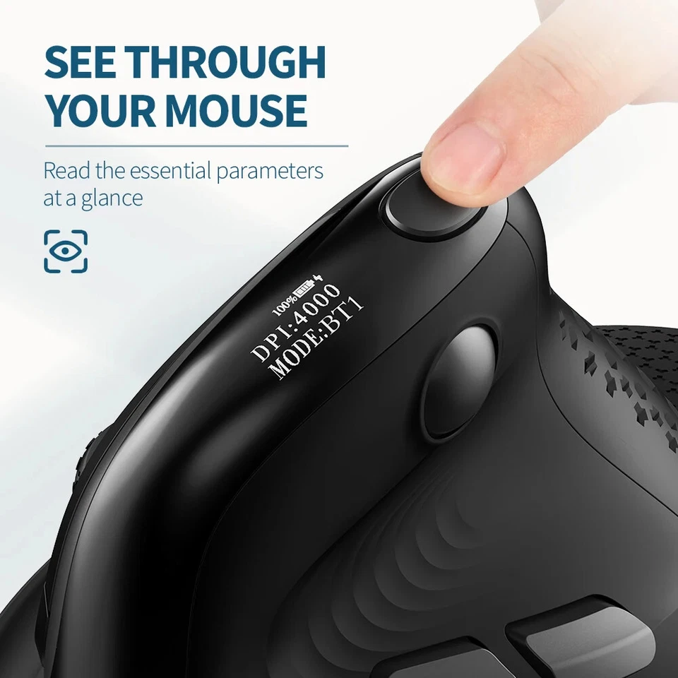 M618XSD Seeker Ergonomic Vertical Mouse with OLED Screen 4000DPI Rechargeable - Image 3 of 4