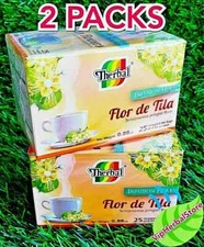 2 Boxes Te de Tila LINDEN FLOWERS TEA ✅ Tila Tea 50 Bags 0.03 oz each by Therbal
