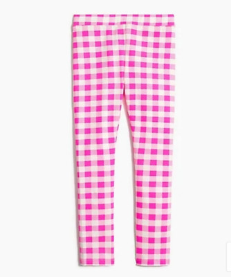 J.CREW CREWCUTS GIRLS PINK WHITE ELASTIC WAIST GINGHAM STRETCH LEGGINGS Sz 12