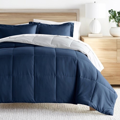 Reversible Down Alternative Comforter Set 3 Piece Full Queen Hypoallergenic Cozy - Picture 11 of 14