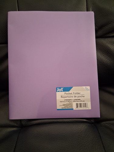 3 Pocket Folder Lavender Color, Plastic, 9.5 X 11 - Picture 1 of 9