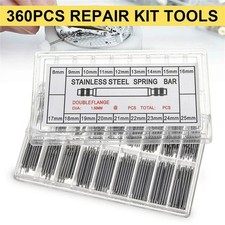 360pcs Watch PINS SPRING BARS Band Strap Link 8-25mm Repair Kit Stainless Steel