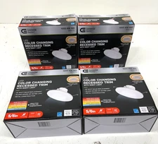 4PK Commercial Electric 6 in. Select LED Recessed Trim Can Light w/ Night Light