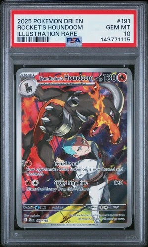 2025 POKEMON DRI EN-DESTINED RIVALS #191 TEAM ROCKET'S HOUNDOOM PSA 10