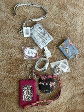 Vera Bradley Lot 9pc NWT Zip ID Cases Lanyards Coin Purse Travel Keychains Mixed