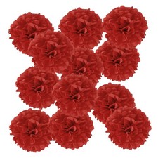 14inch Tissue Paper Pom Poms, 12PCS Pom Poms Paper Flowers Ball, Red