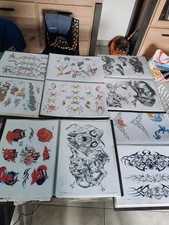Jolis Lot De Plus De 120 Feuilles D'art Flash Tatouage 1990's 2010 Originale 
