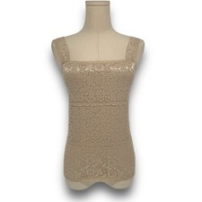 90s Vintage Nude Lace Stretch Camisole Tank Top, Size 12 Fits like M Coquette