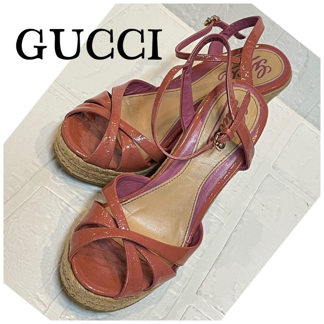 Gucci Wedge Sole Sandals Pink Patent Leather Size 36 US About6 For Women thumbnail 13