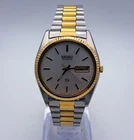 Vintage Seiko SQ 6923-8089 Two Tone President Men's Watch Fluted Bezel Day Date