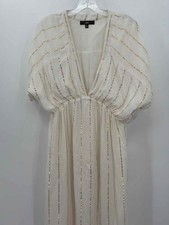 Pre-Owned Lulus Ivory Size Medium Maxi Short Sleeve Dress