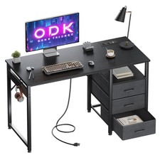 ODK Scrivania con 3 Cassetti 120x48x75,5 cm Scrivania per Ufficio con 2 Prese di