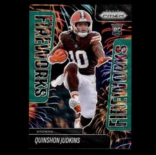2025 Panini Prizm - Fireworks Quinshon Judkins #19 Green Wave Prizm (RC)